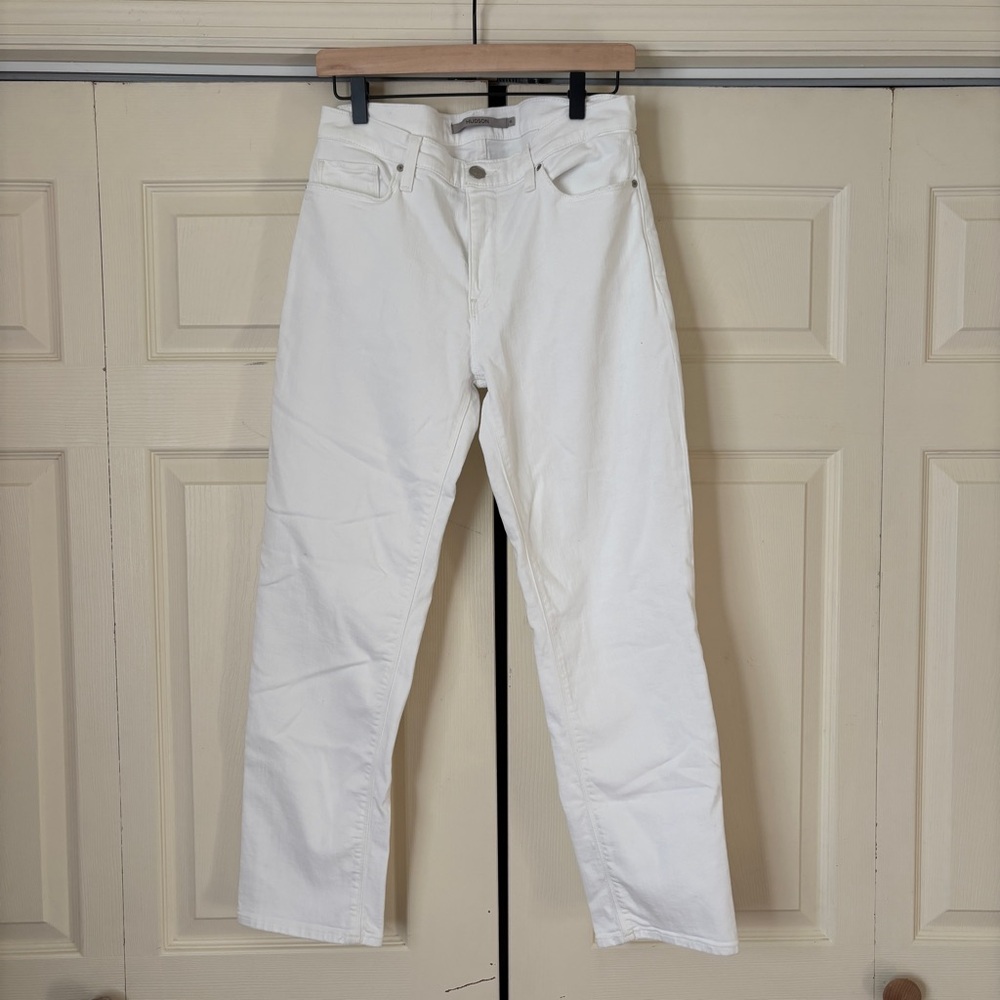 Hudson White Nico Mid Rise Straight Ankle Jeans | Size 30